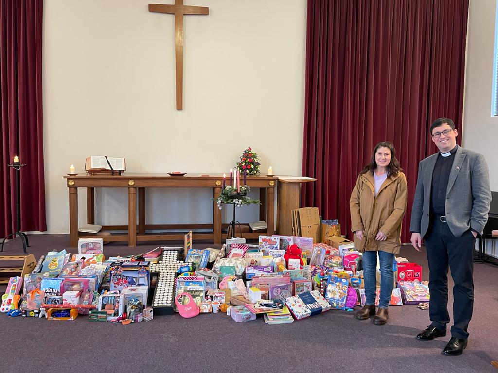 Clair and Rev Mark with gifts